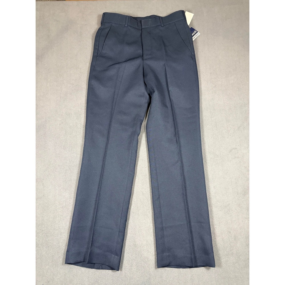 Wentworth Action Slacks Mens 30 Navy Blue Polyester Solid Flat Front Trousers